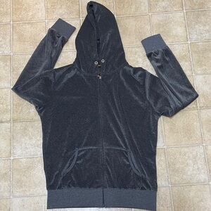 Tracksuit Charcoal Velour Zip-Up Hoodie Size M